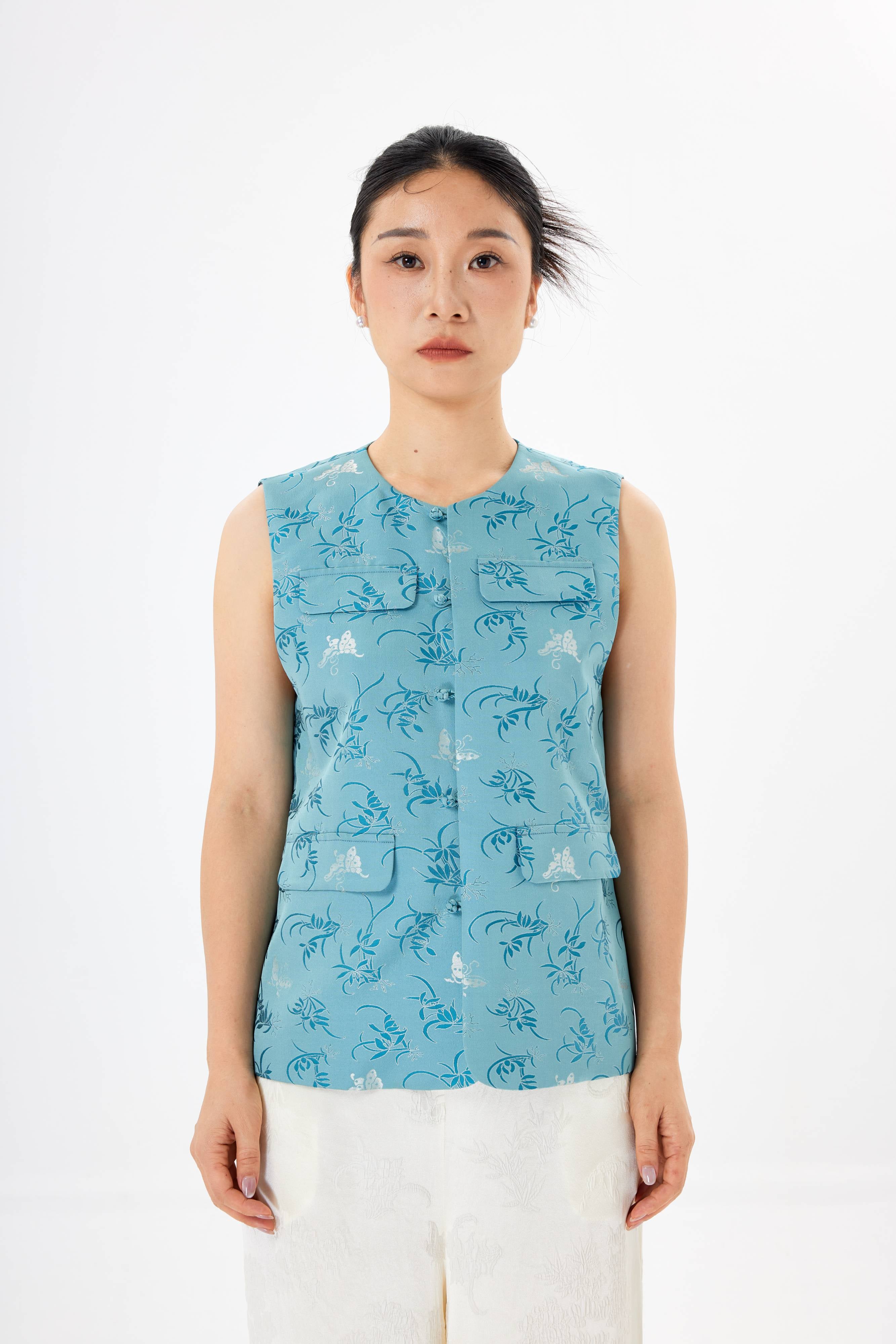 Butterfly and Orchid│vest│Song brocade with gold thread