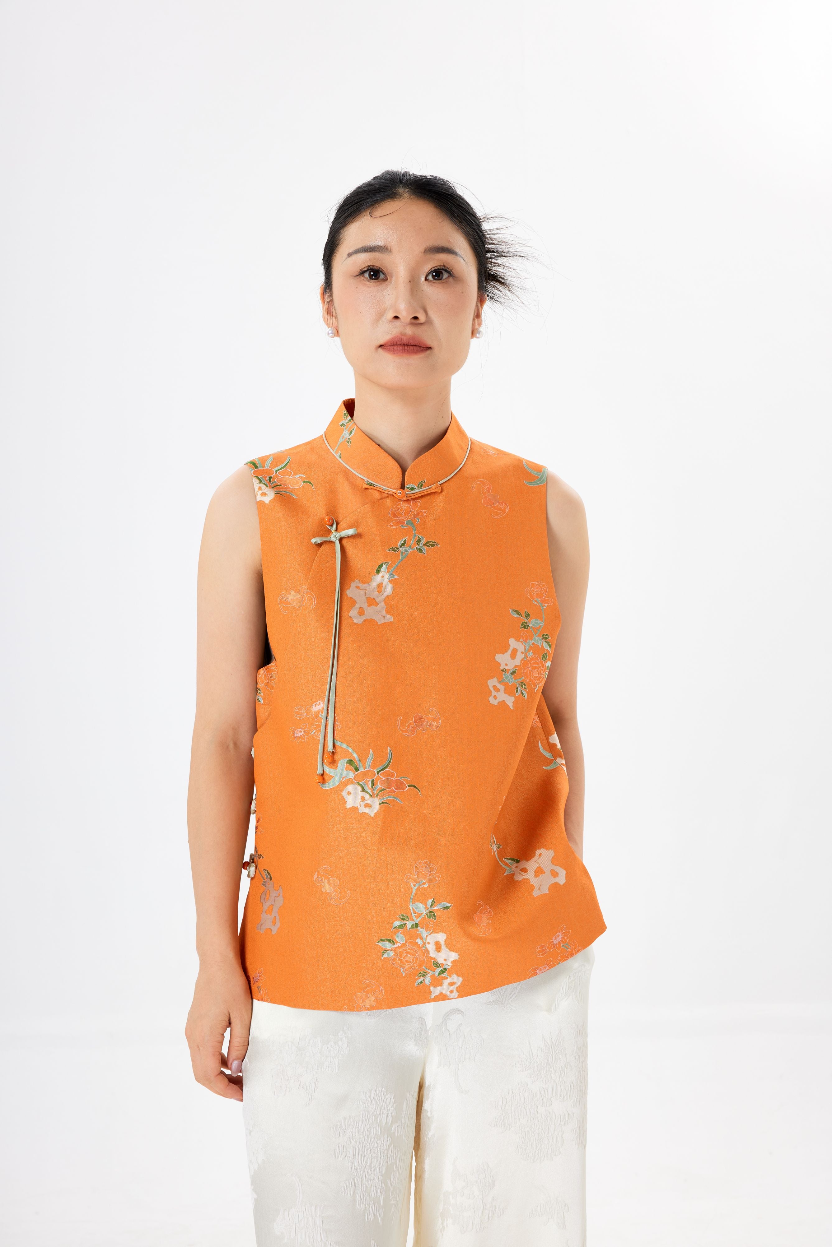 Mountain stone and Peony│vest│Song brocade