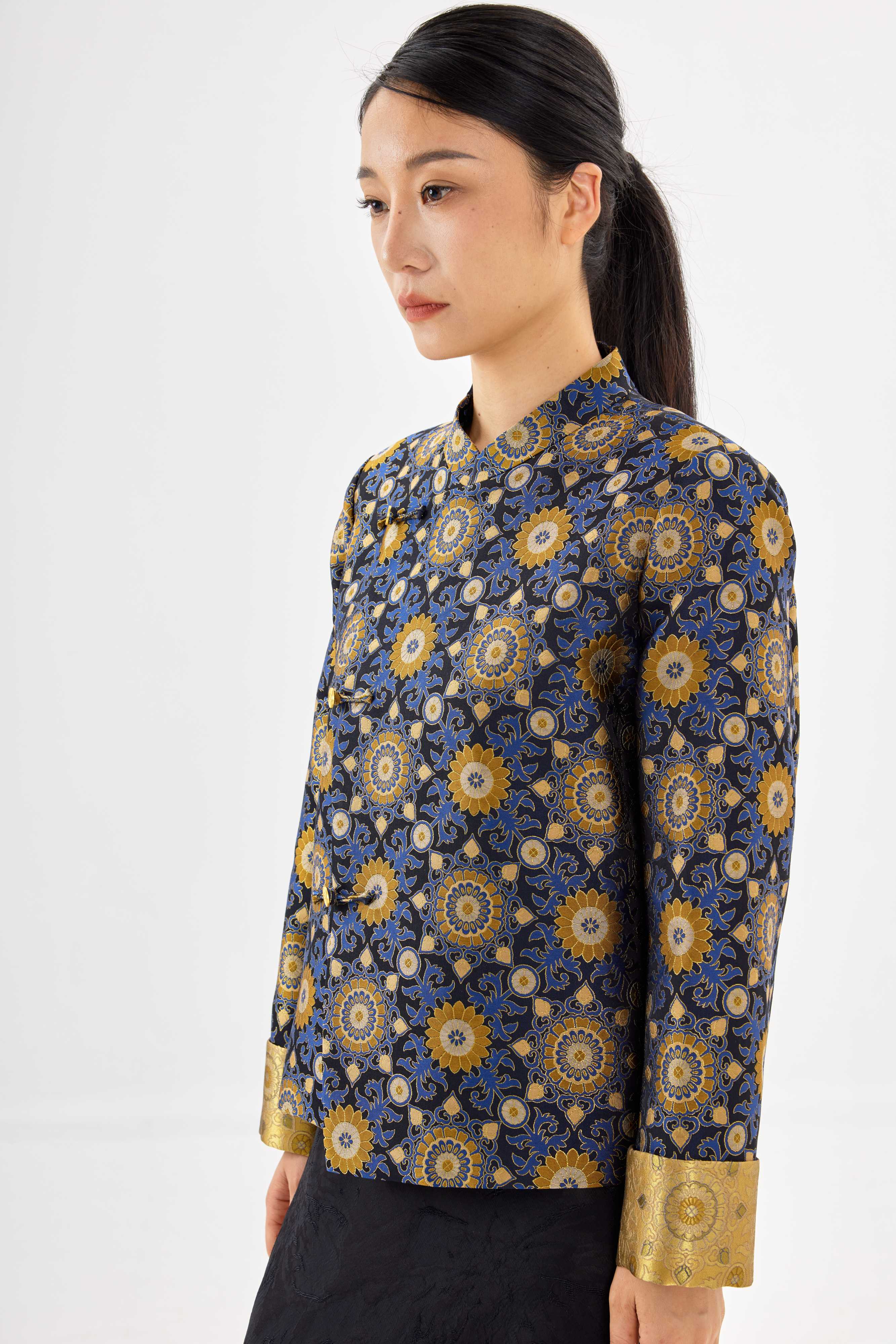 Group flower│jacket │Song brocade with gold thread