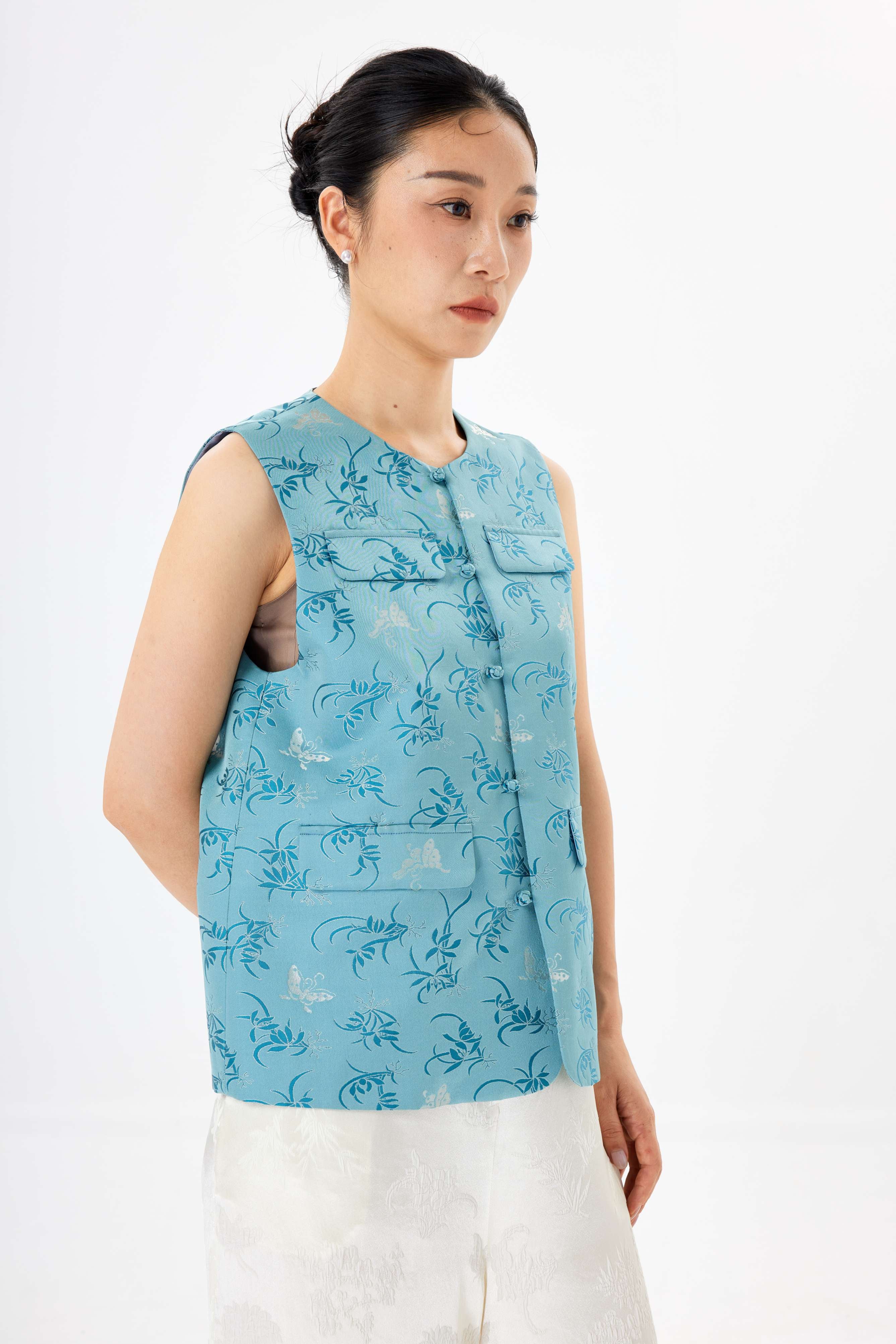 Butterfly and Orchid│vest│Song brocade with gold thread